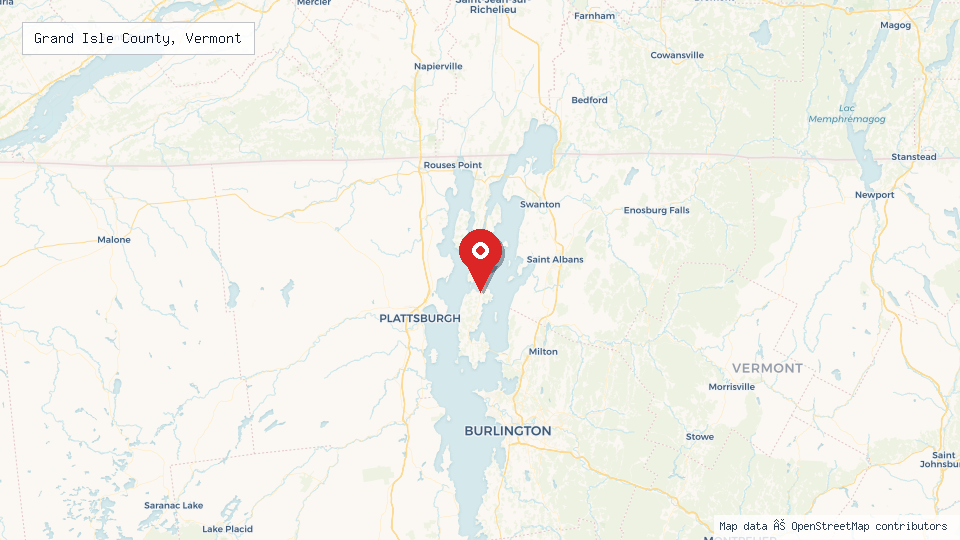 Street map of Grand Isle County, Vermont with location pin
