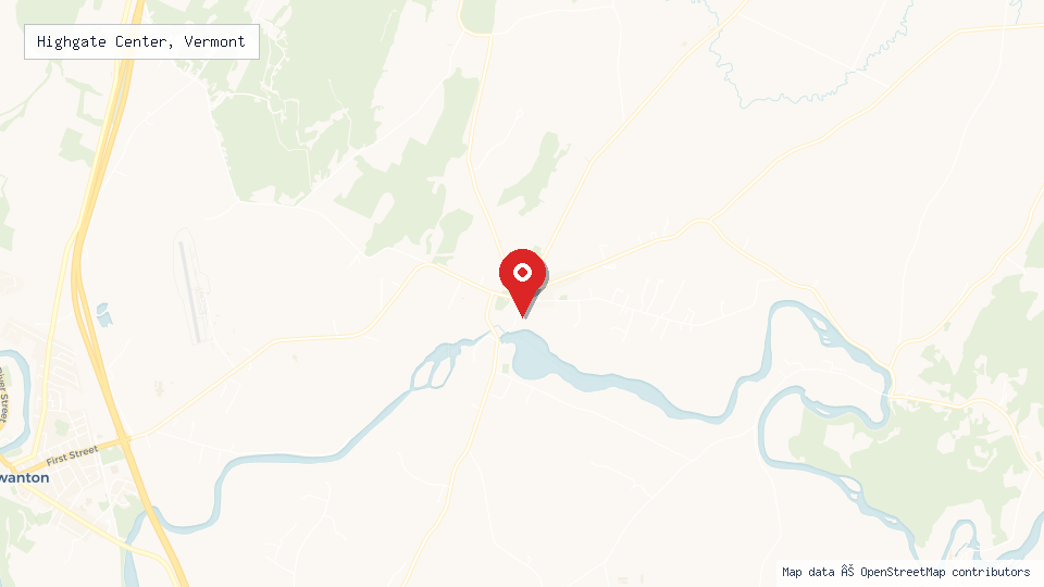 Street map of Highgate Center, Vermont with location pin