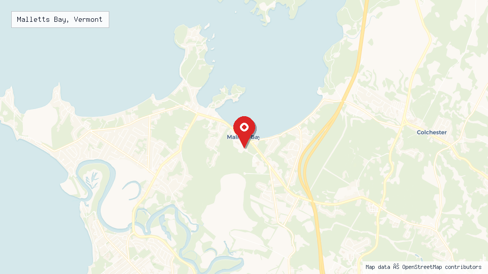 Street map of Malletts Bay, Vermont with location pin