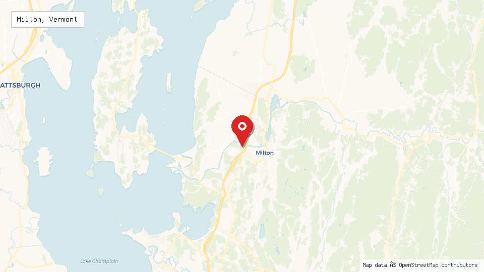 Street map of Milton, Vermont with location pin