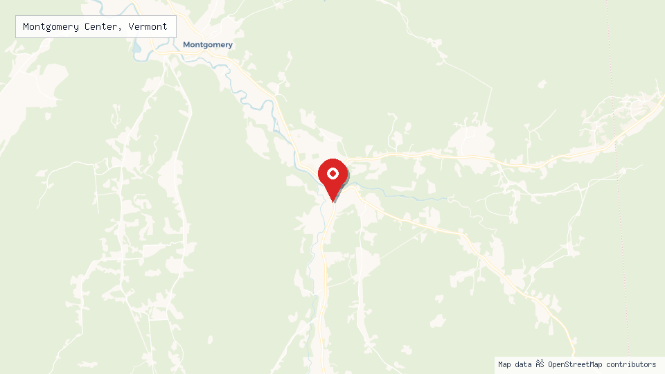 Street map of Montgomery Center, Vermont with location pin