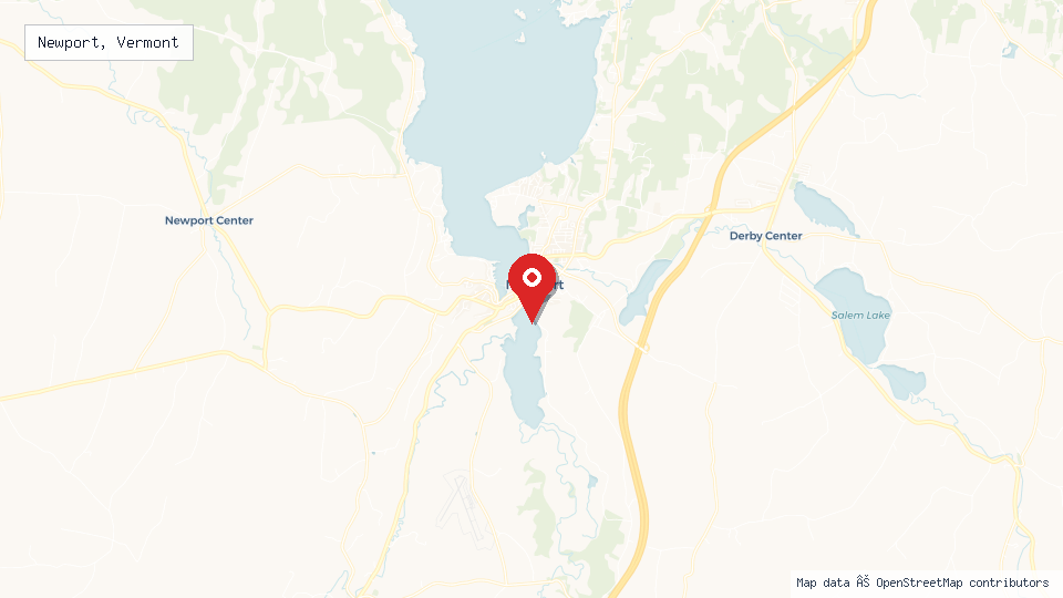 Street map of Newport, Vermont with location pin