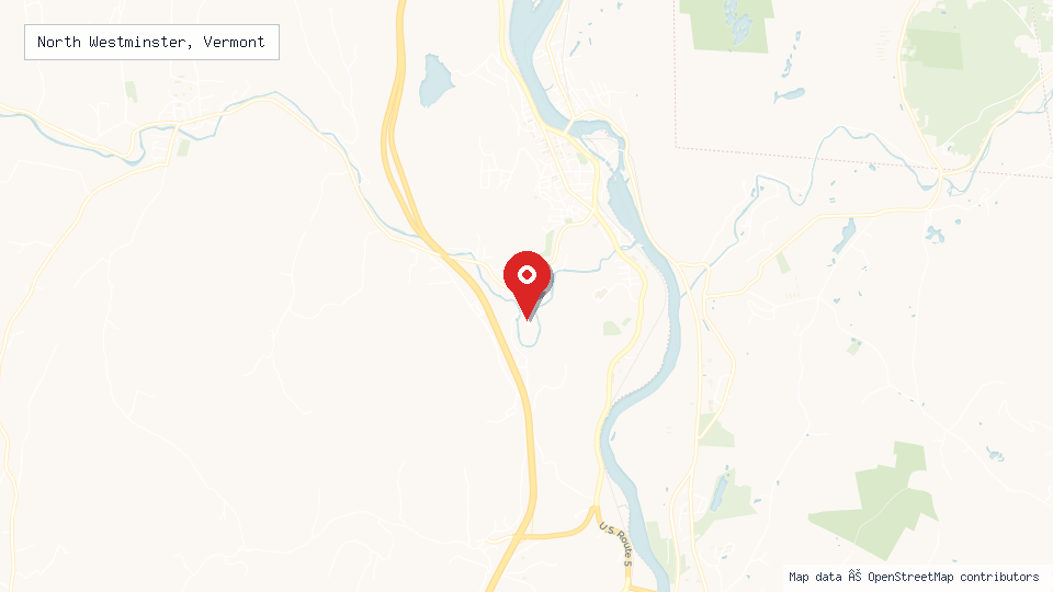 Street map of North Westminster, Vermont with location pin