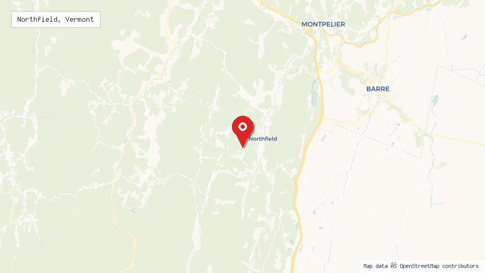 Street map of Northfield, Vermont with location pin