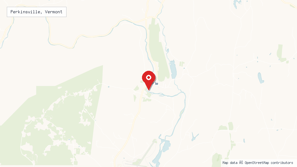 Street map of Perkinsville, Vermont with location pin