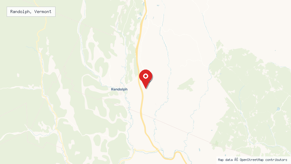Street map of Randolph, Vermont with location pin