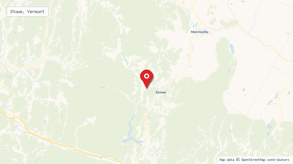 Street map of Stowe, Vermont with location pin