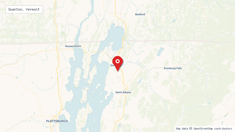 Street map of Swanton, Vermont with location pin