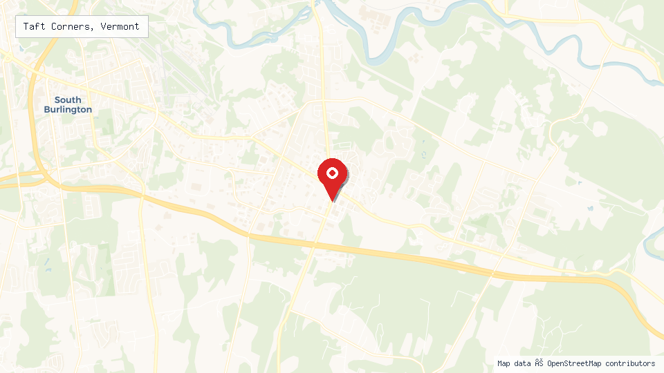 Street map of Taft Corners, Vermont with location pin