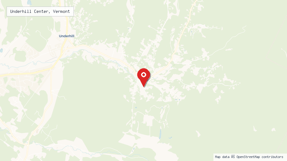 Street map of Underhill Center, Vermont with location pin