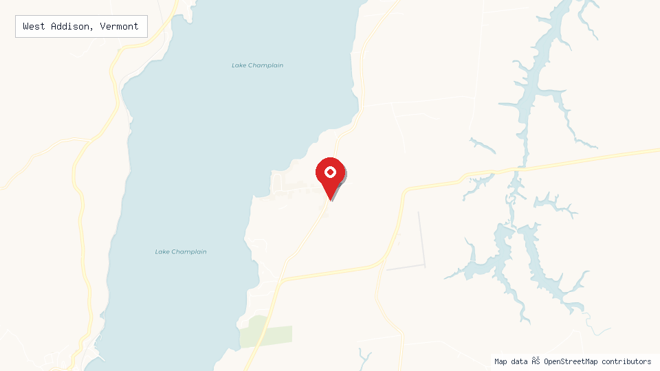 Street map of West Addison, Vermont with location pin