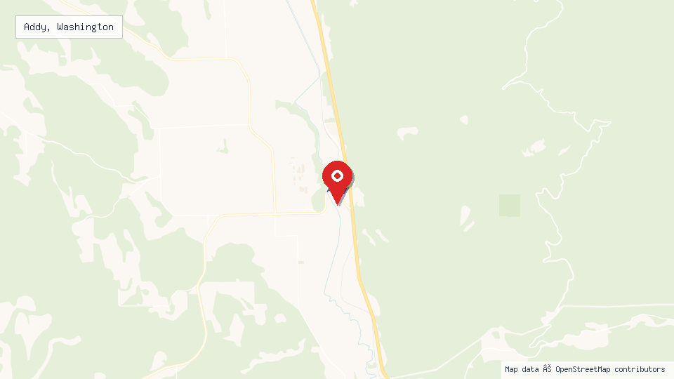 Street map of Addy, Washington with location pin