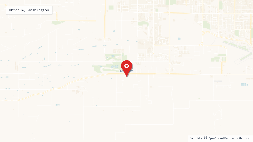 Street map of Ahtanum, Washington with location pin