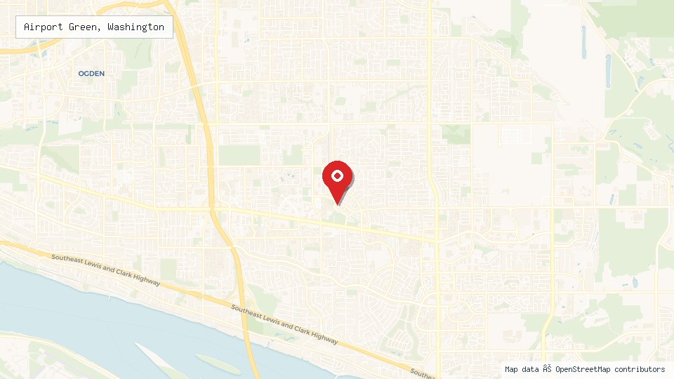 Street map of Airport Green, Washington with location pin