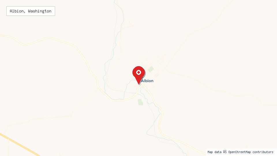 Street map of Albion, Washington with location pin