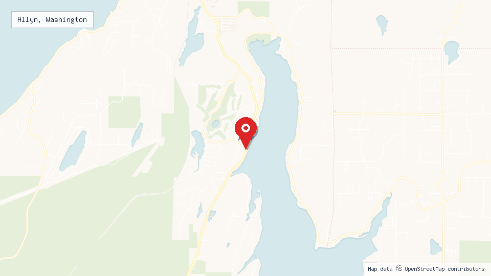 Street map of Allyn, Washington with location pin