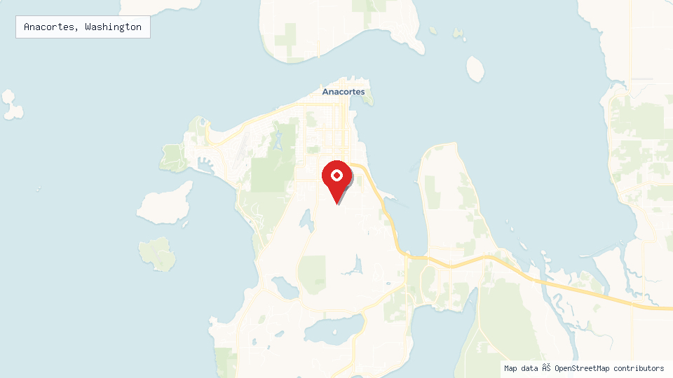 Street map of Anacortes, Washington with location pin