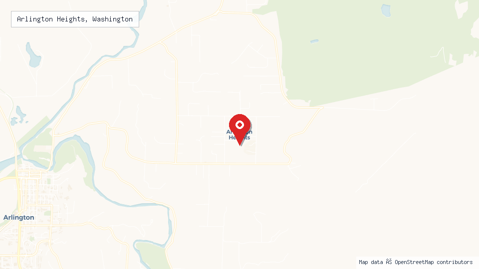 Street map of Arlington Heights, Washington with location pin
