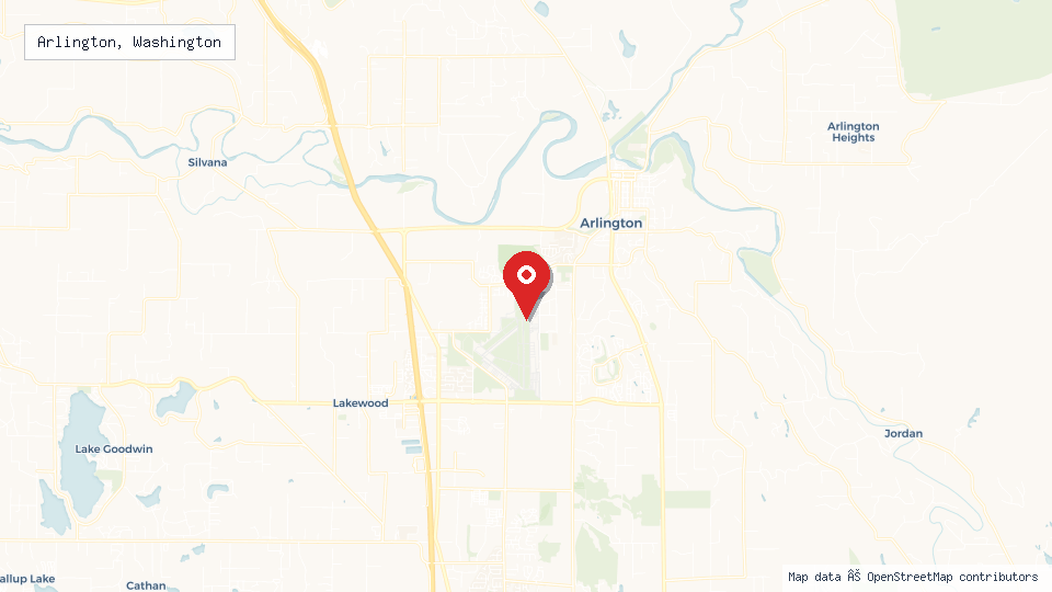 Street map of Arlington, Washington with location pin