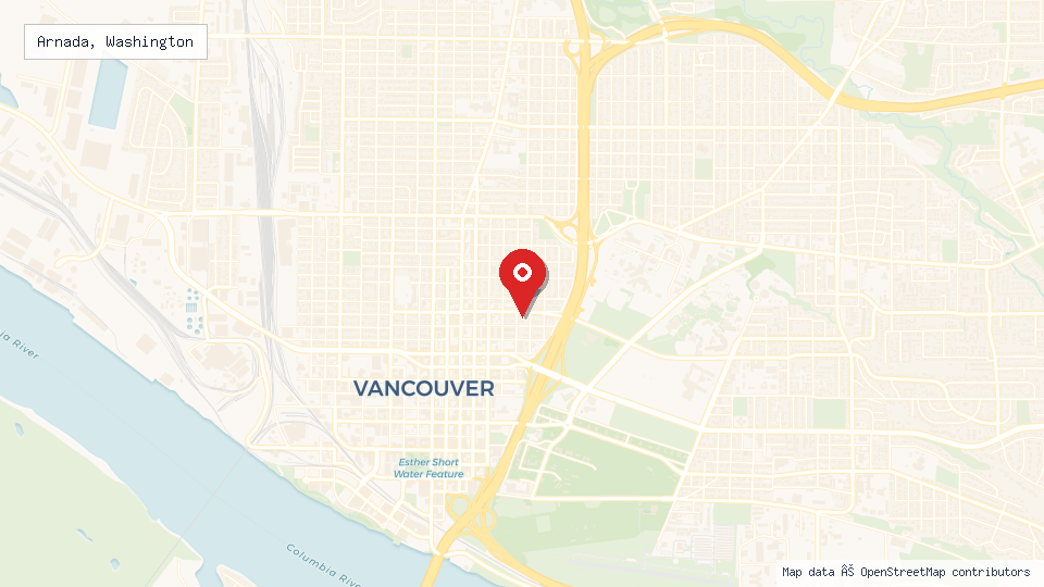 Street map of Arnada, Washington with location pin