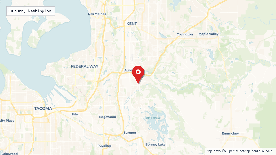 Street map of Auburn, Washington with location pin