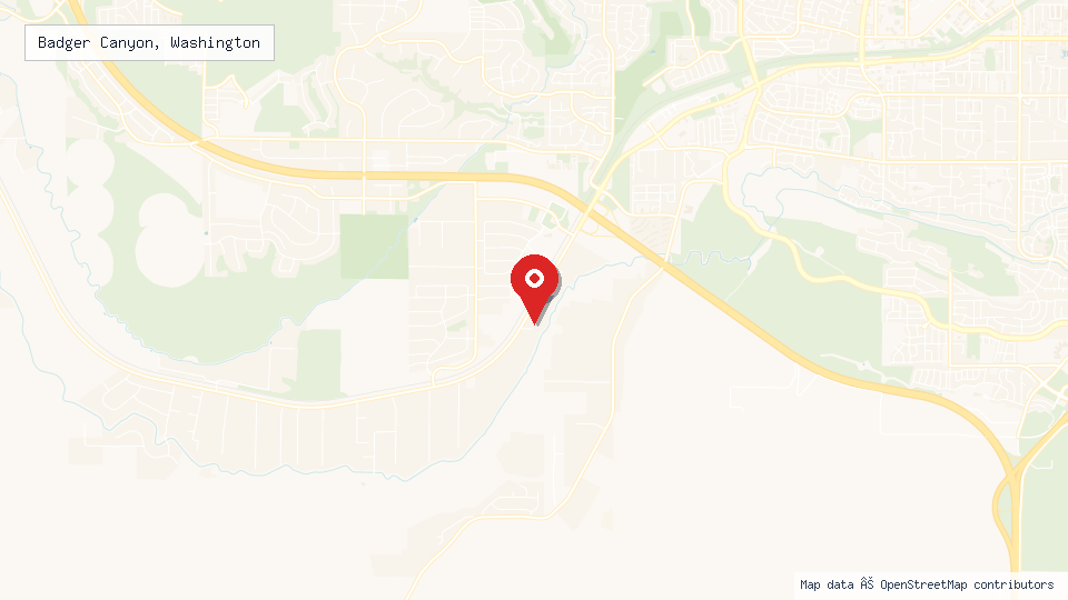 Street map of Badger Canyon, Washington with location pin