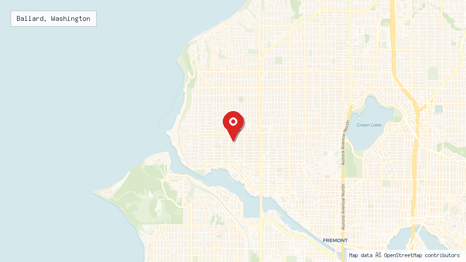 Street map of Ballard, Washington with location pin