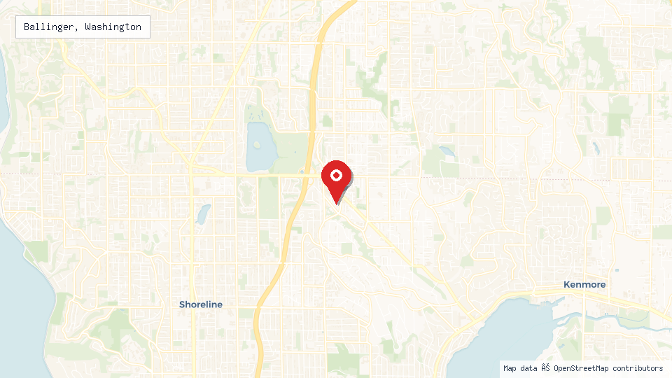 Street map of Ballinger, Washington with location pin