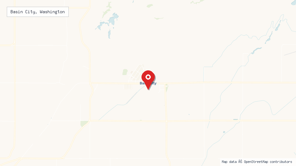 Street map of Basin City, Washington with location pin