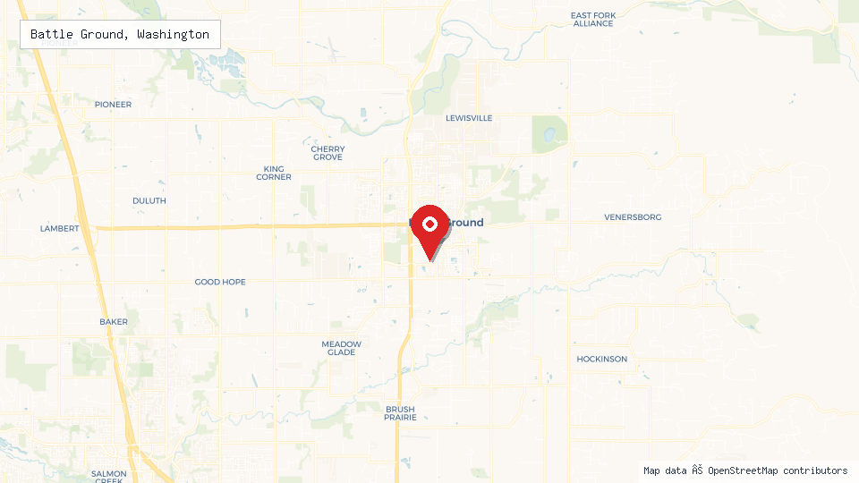 Street map of Battle Ground, Washington with location pin