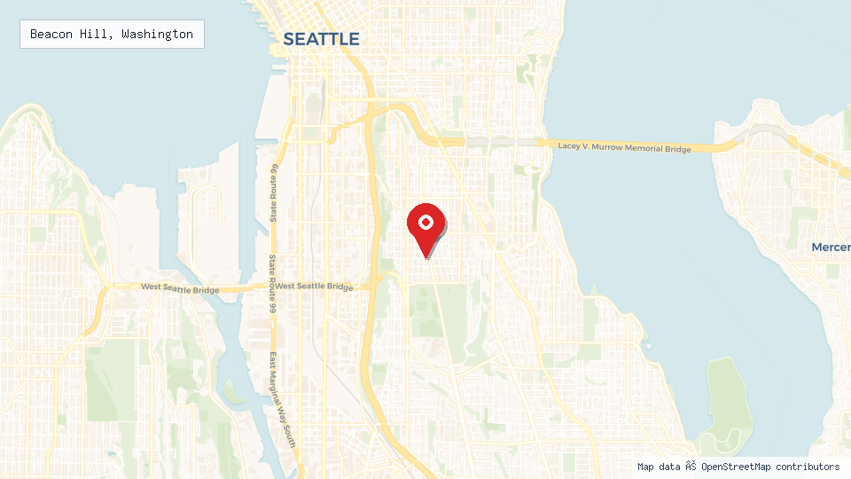 Street map of Beacon Hill, Washington with location pin