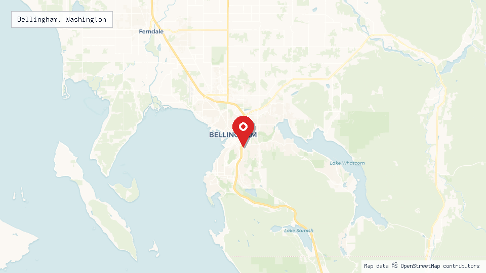 Street map of Bellingham, Washington with location pin