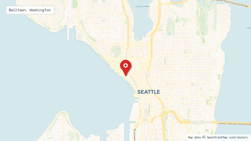 Street map of Belltown, Washington with location pin