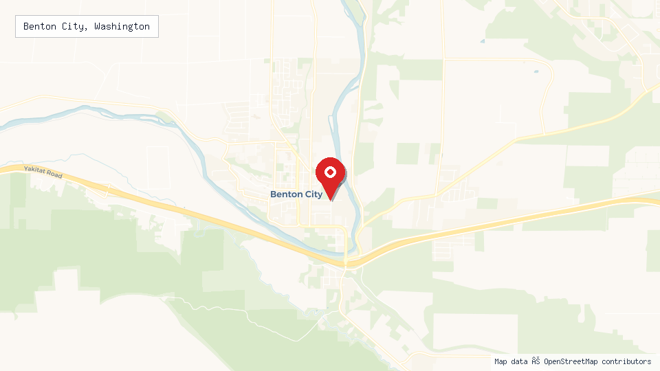 Street map of Benton City, Washington with location pin