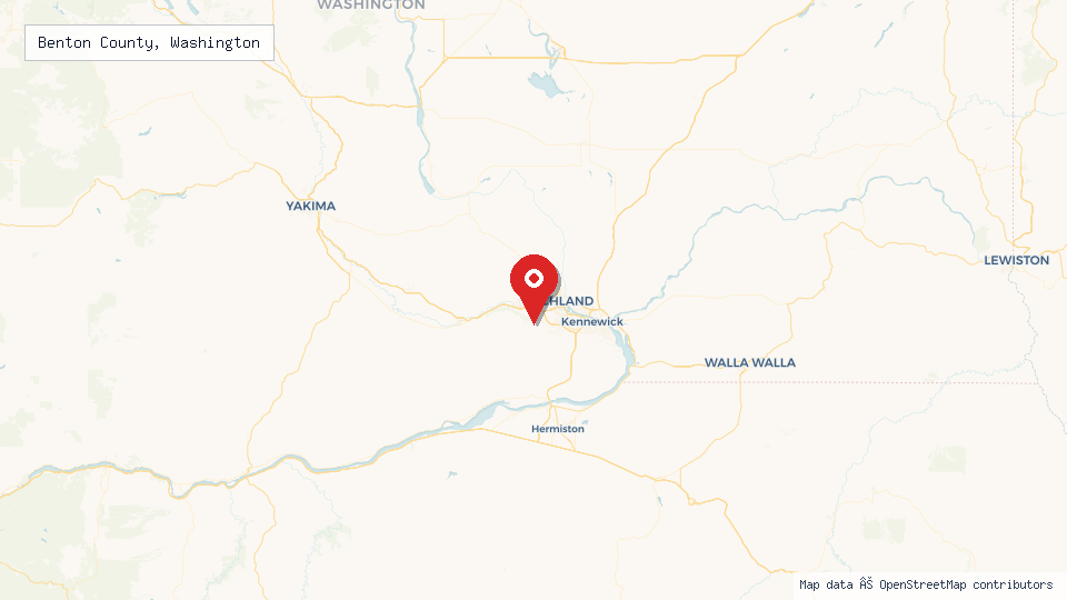 Street map of Benton County, Washington with location pin