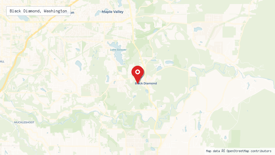 Street map of Black Diamond, Washington with location pin