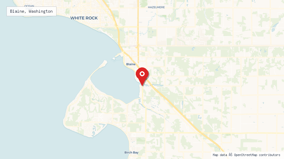 Street map of Blaine, Washington with location pin