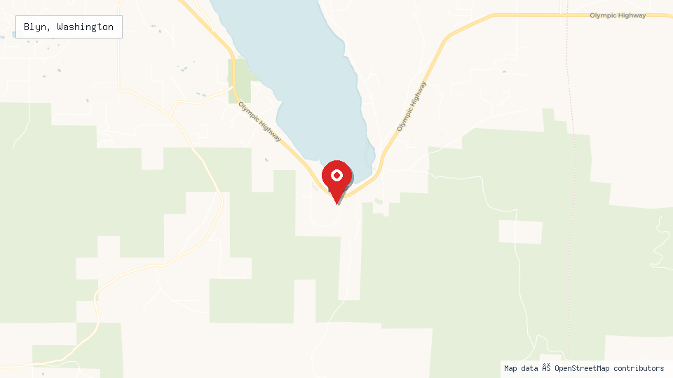 Street map of Blyn, Washington with location pin