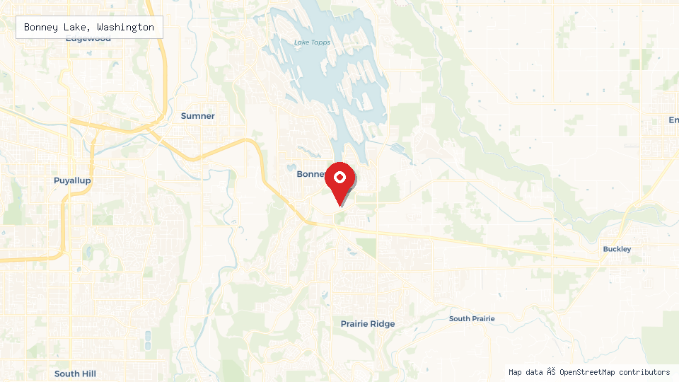 Street map of Bonney Lake, Washington with location pin