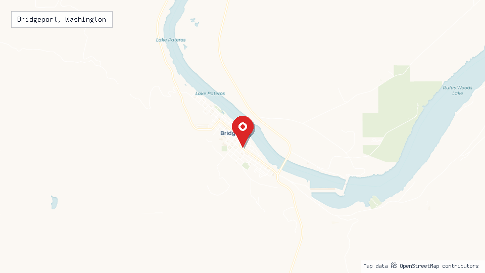 Street map of Bridgeport, Washington with location pin