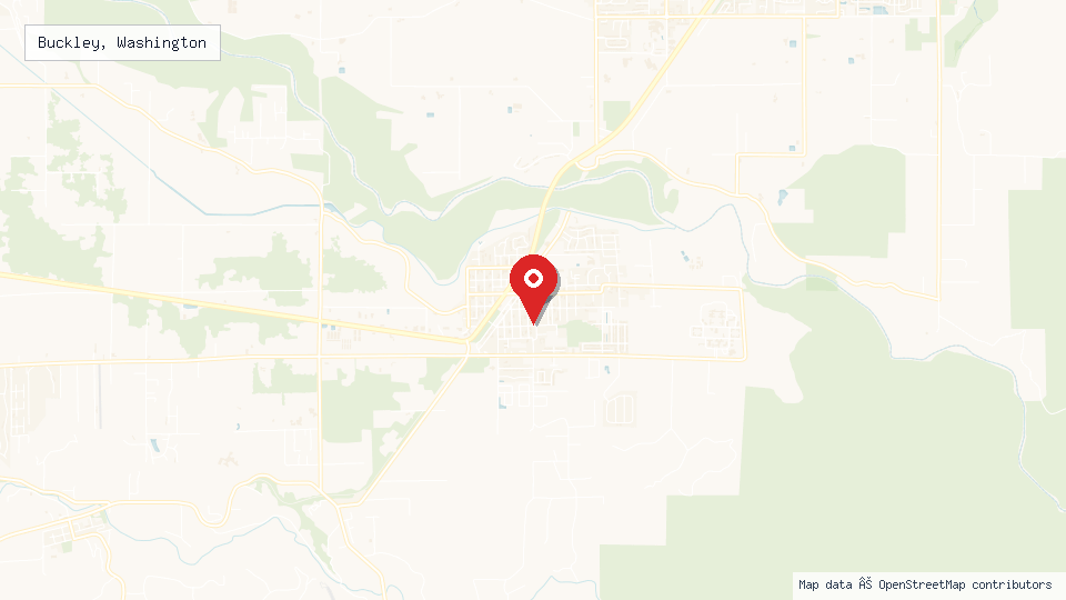 Street map of Buckley, Washington with location pin