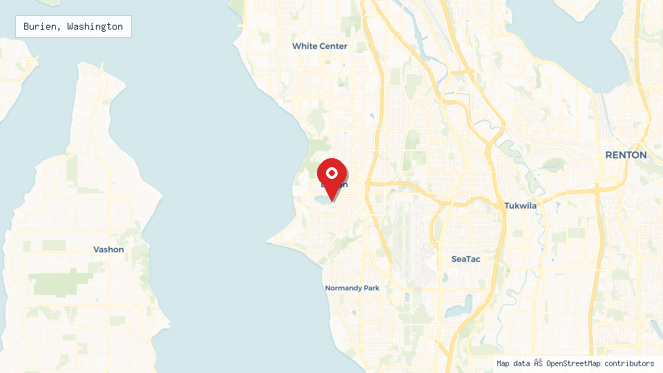 Street map of Burien, Washington with location pin