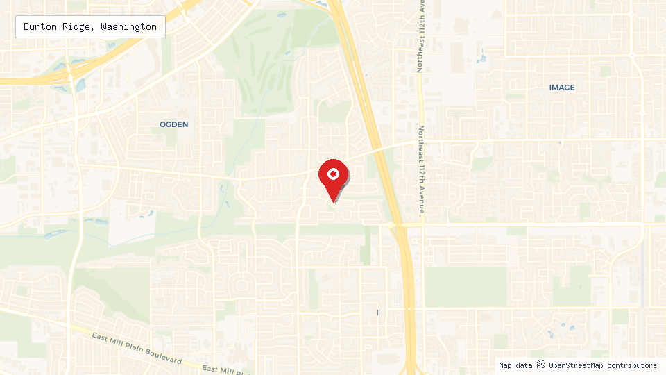 Street map of Burton Ridge, Washington with location pin