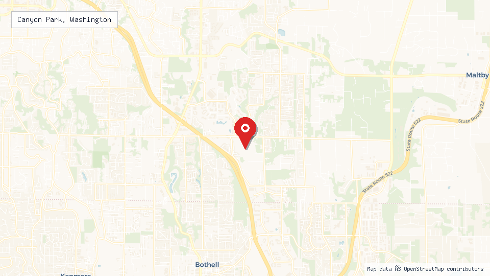 Street map of Canyon Park, Washington with location pin