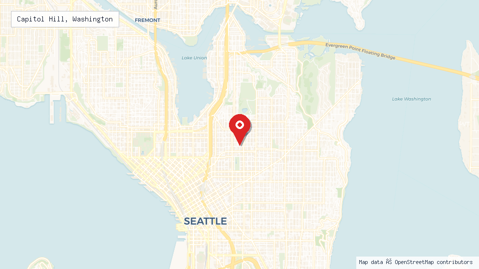 Street map of Capitol Hill, Washington with location pin