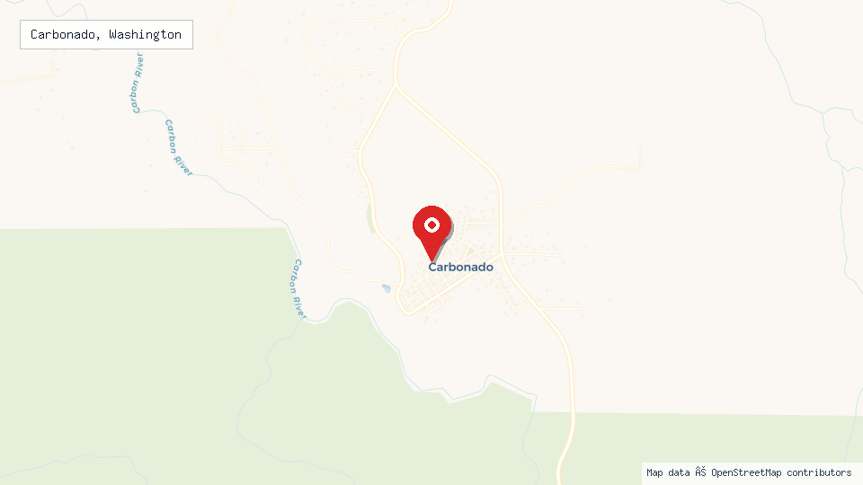 Street map of Carbonado, Washington with location pin