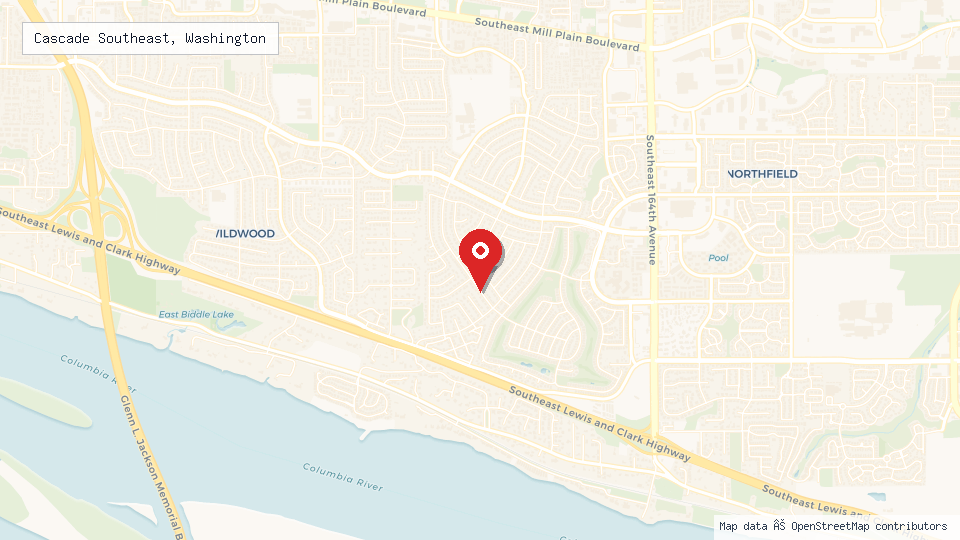 Street map of Cascade Southeast, Washington with location pin