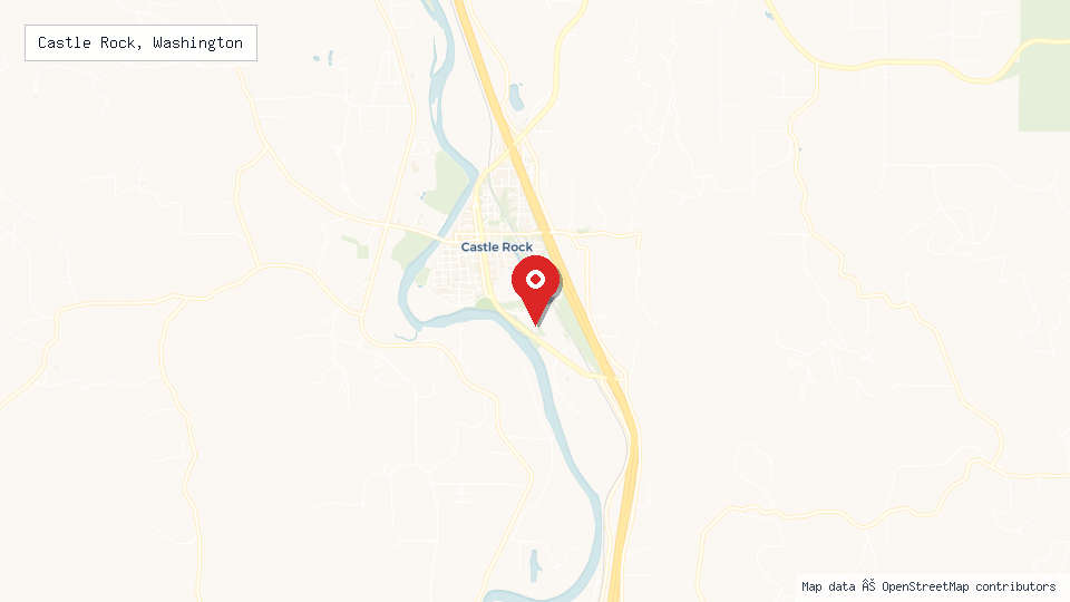Street map of Castle Rock, Washington with location pin