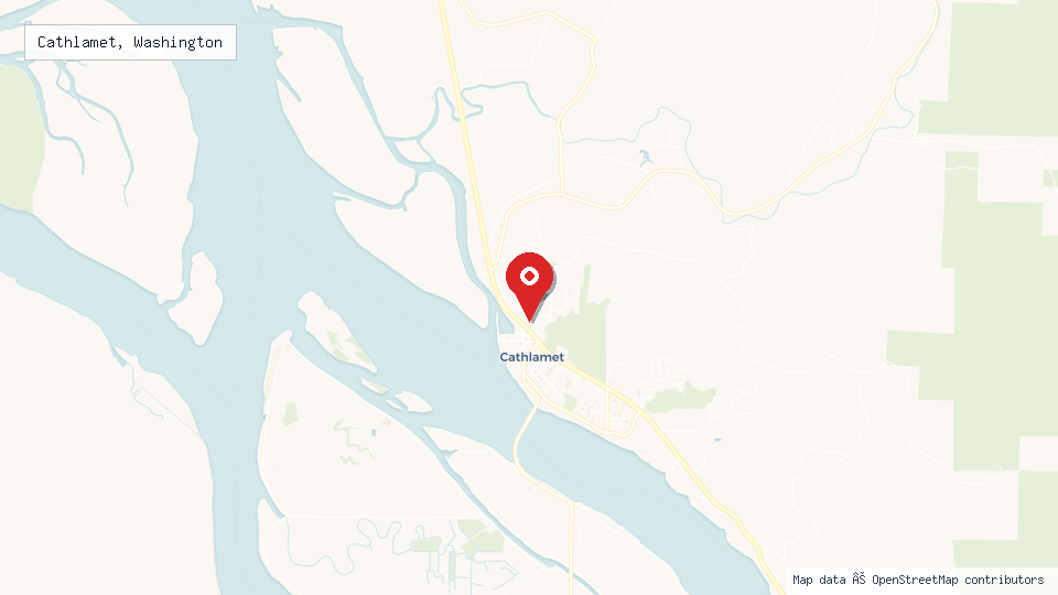 Street map of Cathlamet, Washington with location pin