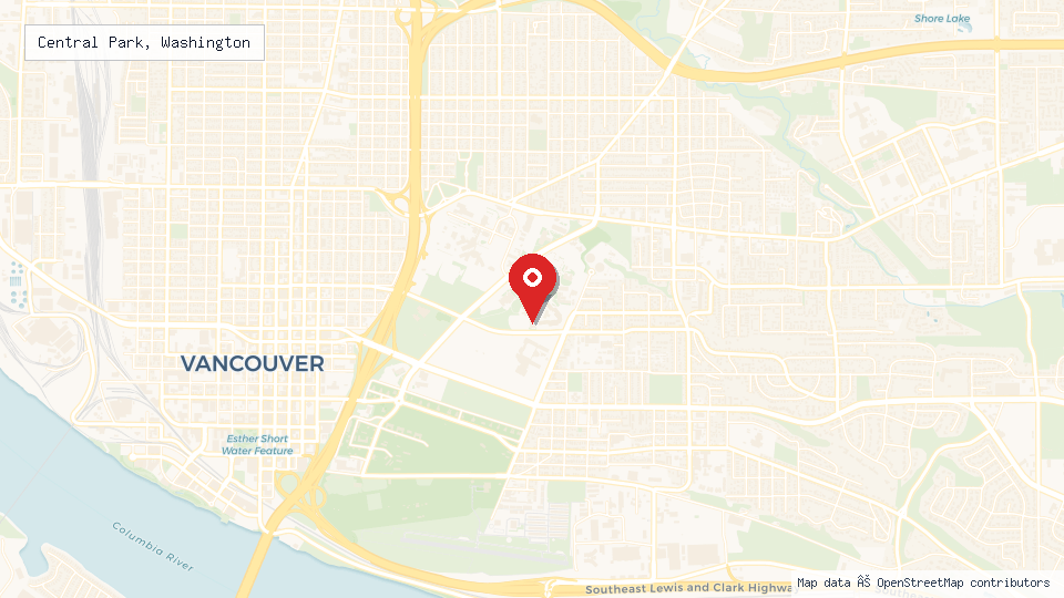 Street map of Central Park, Washington with location pin
